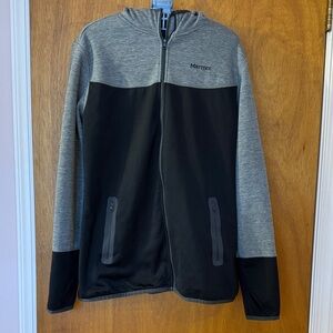 Marmot Sirona Fleece Hoodie Two-Tone Gray and Black.